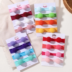 Bandeaux à Pompons pour Bébé Fille Bandeaux en Nylon Élastique Doux Accessoires de Cheveux pour Nourrissons et Tout-Petits Couvre-Chef Multicolore