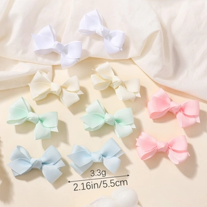 Lot de 5 nœuds de cheveux pour enfants en ruban gros-grain aux couleurs pastel macaron