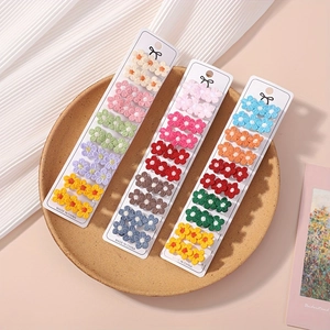 Pastel knit flower hair clip set with 10 pieces for girls, rural vintage embroidery style