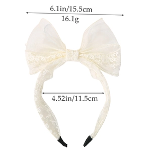 Spitzen-Schleifen-Haarreif für Mädchen, cremeweiß, Produktbreite 15,5 cm Abmessungen