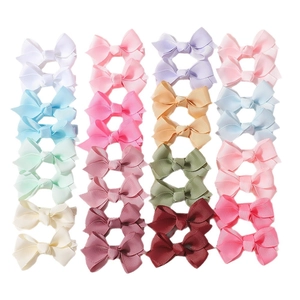 Lot de 20 nœuds de cheveux colorés en ruban gros-grain pour filles au style épuré