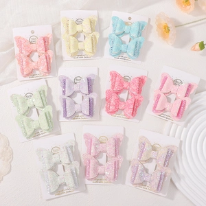 Barrettes Cheveux Nœud Papillon Dentelle et Paillettes pour Enfants Filles Pinces à Cheveux en Tissu Pailleté Faites Main