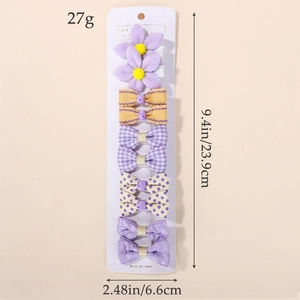 Detailed size chart showing 23.9cm height and 27g weight for kids hair clips set