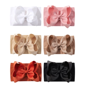 Baby Girls Bow Headband Elastic Nylon Hair Band Grosgrain Ribbon Bowknot Headwrap For Infant Toddler Newborn Hair Accessory