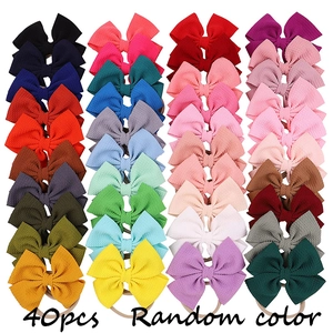 Soft Waffle Texture Bow Headband For Baby Girls Elastic Nylon Hair Bands Toddler Infant Party Hair Accessories