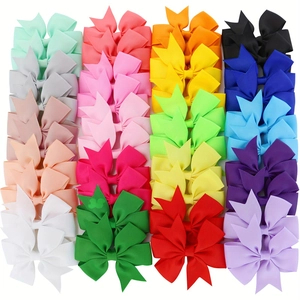 Handmade colorful grosgrain ribbon bow hair clips set for girls in multiple colors