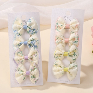 Handmade Lace Flower Embroidery Bow Hair Clips For Girls Floral Butterfly Duckbill Clips Kids Sweet Hair Accessories