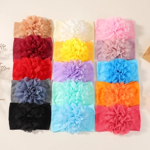Bandeau en Nylon pour Bébé Fille Grande Fleur en Mousseline Bandeaux Élastiques Doux Accessoire de Photographie