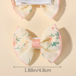 Floral mesh bow hair clips for girls featuring pink ribbon and 1.88 inch metal alligator clip