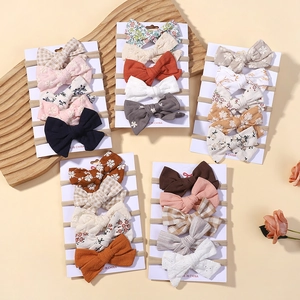 Baby Girls Bow Headbands Assorted Styles High Elastic Nylon Soft Fabric Floral Plaid Lace Embroidery Infant Hair Accessories
