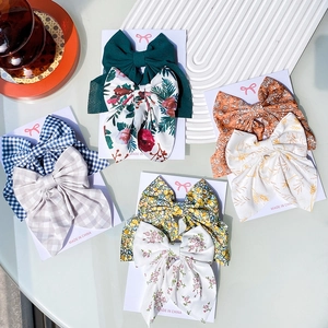 Barrettes à Cheveux en Tissu Faites à la Main Nœud Floral Plaid Pinces Bec de Canard Accessoires de Cheveux Doux Pour Enfants Filles