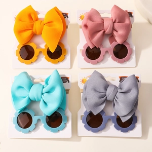 Lunettes De Soleil Fleur Pour Enfants Et Bandeau Nœud Pour Tout-petits Lunettes De Soleil Florales Bandeau En Tissu Été