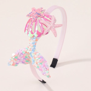Sparkly mermaid tail headband for girls with sequins and shells for hair accessories