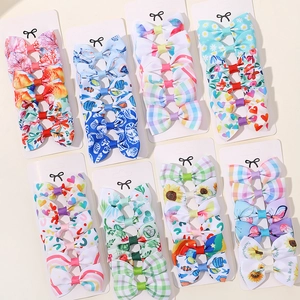 Lot de 40 barrettes nœuds en ruban gros-grain imprimé pour filles aux motifs variés et mignons