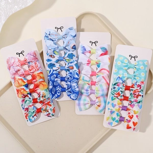Détails de barrettes à cheveux nœud pour enfants avec motifs océan et fleurs colorés