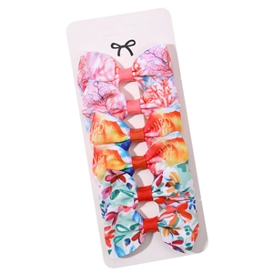 Lot de 6 barrettes à nœuds colorés avec motifs arc-en-ciel et fleurs pour filles