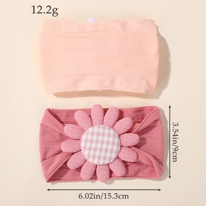 Lot de bandeaux en nylon pour bébé avec tricot pêche et motif de fleur de marguerite