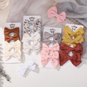Barrettes à Nœud pour Petites Filles en Tissu Dentelle Similicuir Imprimé Floral pour Accessoires Quotidiens de Fête
