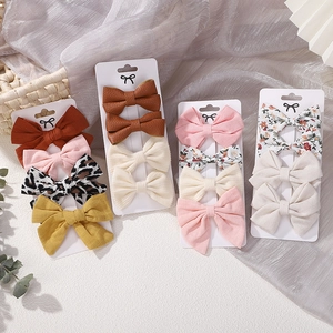 Lot de 16 barrettes à cheveux à fleurs et nœuds en tissu pour enfants sur cartes