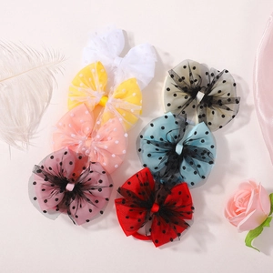 Lot de 6 chouchous avec double nœud en maille de couleurs variées pour filles
