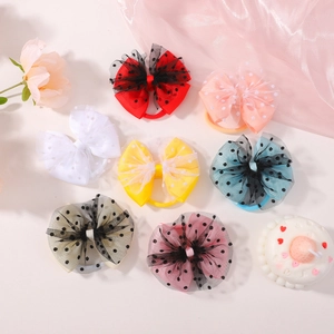 Lot de chouchous nœuds en tulle à pois pour filles avec différentes couleurs vives