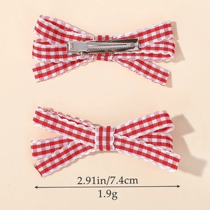 Barrettes à cheveux mignonnes avec nœuds à carreaux rouges et blancs pour filles