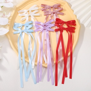 Fermagli per Capelli con Fiocco a Nastro Lungo in Raso Doppia Strato per Ragazze Clip a Becco d'Anatra Accessori per Capelli