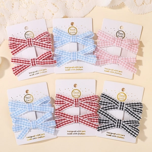 Lot de 12 pinces à cheveux à carreaux pour filles avec bordure en dentelle sur cartes