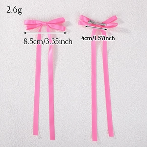 Set di fermagli per capelli con fiocco rosa e clip a becco d'anatra argento per ragazze