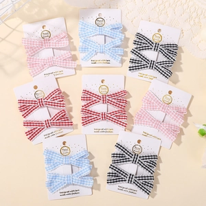 Pinces à Cheveux Nœud Papillon Vichy Doux Bord Festonné Tissu Épingles Pour Enfants Filles Princesse Accessoires Coiffure