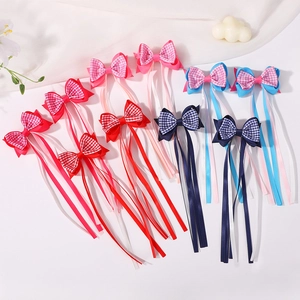 Lot de barrettes à nœuds double épaisseur avec longs rubans pour filles