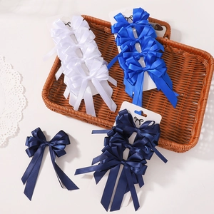 Barrettes à Cheveux en Ruban de Satin Fait à la Main avec Nœud à Double Couche pour Filles Accessoires de Cheveux Princesse