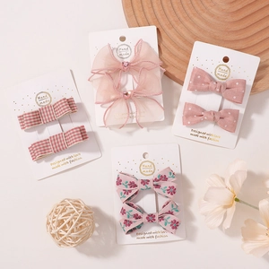 Preppy-Stil Stoff Schleife Haarspangen Set Für Mädchen Kinder Gingham Punktiert Floral Stickerei Herz Strass Süß Haarschmuck