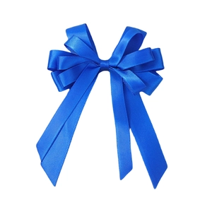 Barrette à cheveux à double nœud en satin bleu roi avec longs rubans pour filles