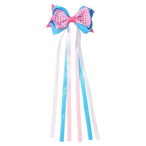 Barrette à cheveux double nœud en ruban avec longs pans colorés pour coiffure de princesse