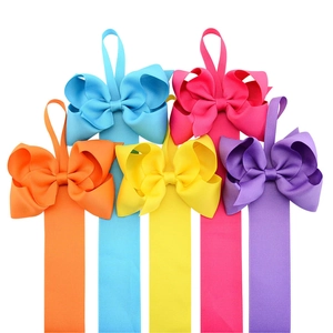 Handmade Grosgrain Ribbon Bow Hair Clip Organizer Strip For Girls Kids Room Wall Hanging Hair Accessory Storage Holder Strap