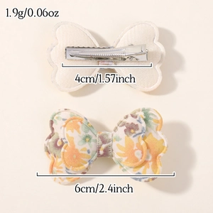 Dettagli del fermaglio per capelli in cotone floreale con clip in metallo e dimensioni