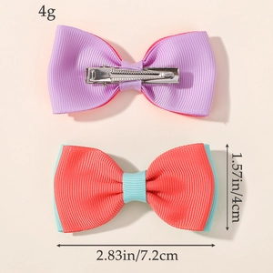 Set di fiocchi per capelli in nastro grosgrain per bambine misura 7,2cm per 4cm