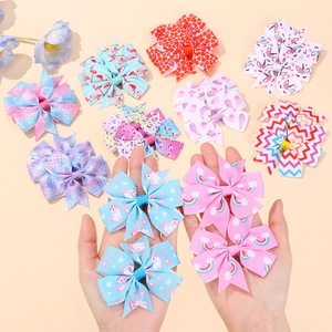 Barrettes Cheveux Nœud en Ruban Gros-Grain Faites à la Main pour Fillettes Motif Licorne Arc-en-Ciel Sirène Flamant Rose Accessoires