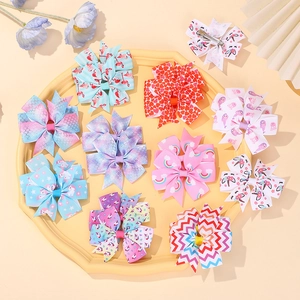Lot de barrettes à cheveux avec nœuds arc-en-ciel et licornes pour petites filles