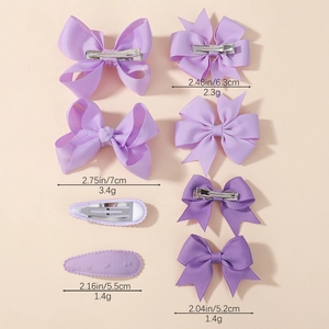 Set di 6 fermagli per capelli con fiocco viola per bambine in varie dimensioni