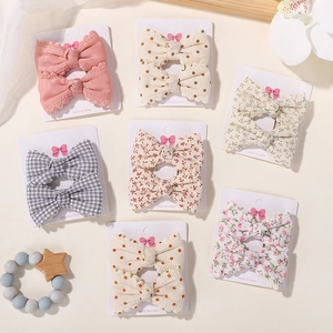 Set di 7 paia di fermagli per capelli rosa in pizzo e quadretti per bambine piccoli