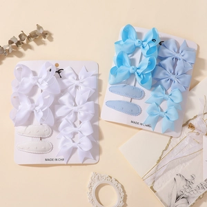 Set di mollette per capelli a fiocco per bambini in bianco e blu per neonati e bambine