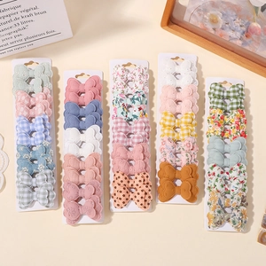 Set di 40 graziose mollette per capelli a quadretti e floreali per bambine