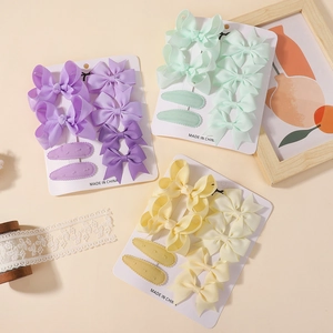 Set di 24 fermagli per capelli con fiocchi in nastro per bambine vari colori