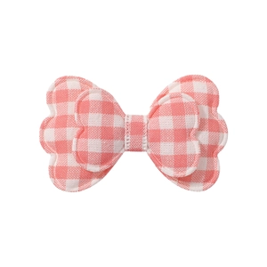 Fiocco per capelli da bambina in tessuto a quadretti rosa con design a doppio strato