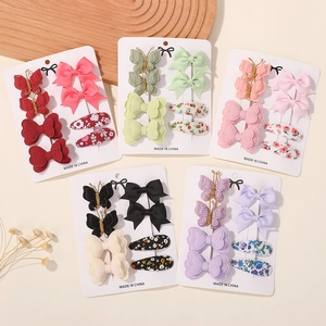 Set di Fermagli per Capelli da Bambina Fiocchi in Nastro di Poliestere Fatti a Mano Motivi Floreali Plaid Accessori