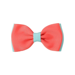 Fiocco per capelli bimba color corallo e verde acqua in nastro grosgrain di qualità