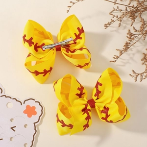 Grosgrain Ribbon Baseball Snowflake Pattern Bowknot Hair Clips For Girls Handmade Large Bow Hairpins Christmas Accessories