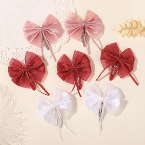 Ensemble de Pinces à Cheveux Nœud en Tulle Doux pour Filles Barrettes Papillon en Maille Princesse Faites à la Main Clips Bec de Canard Décoratifs Accessoires Cheveux